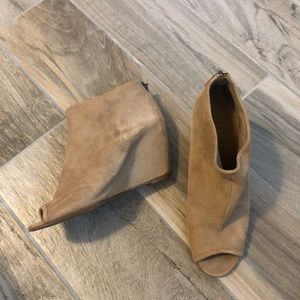 Nine West Open Toe Suede Wedge Bootie